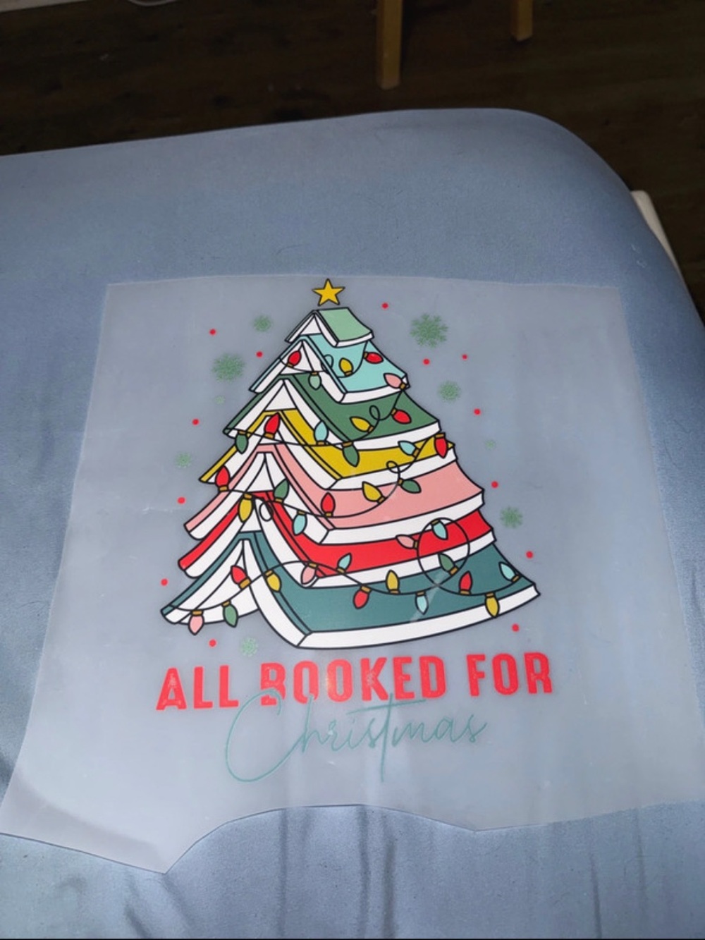 Holiday 'All Booked for Christmas' Decorative Transfer - Multicolor